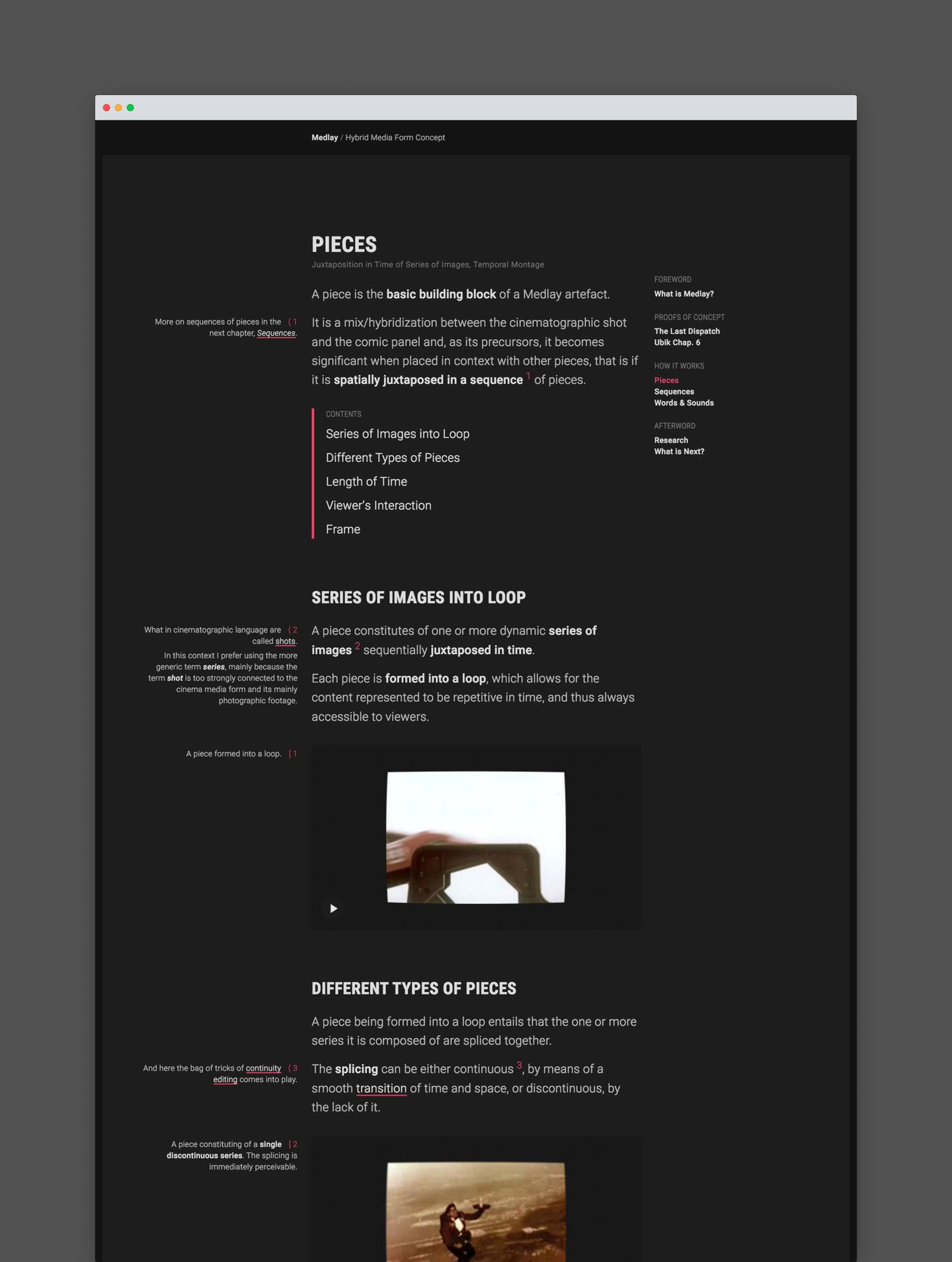 
      A screenshot of the site introducing the principles Medlay, a new concept for crafting multimedia artifacts on the Web.
      