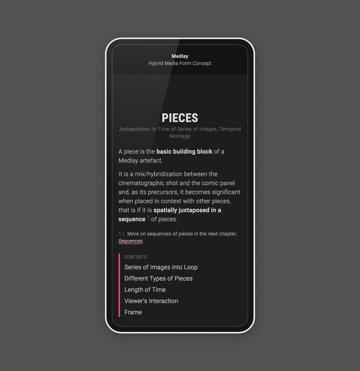 A screenshot of the documentation site introducing the principles Medlay, a new concept for crafting multimedia artifacts on the Web.