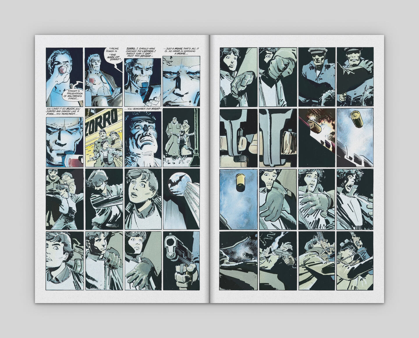 
      Pages 16–17, taken from The Dark Knight Returns by Frank Miller, Klaus Janson, and Lynn Varley.
      