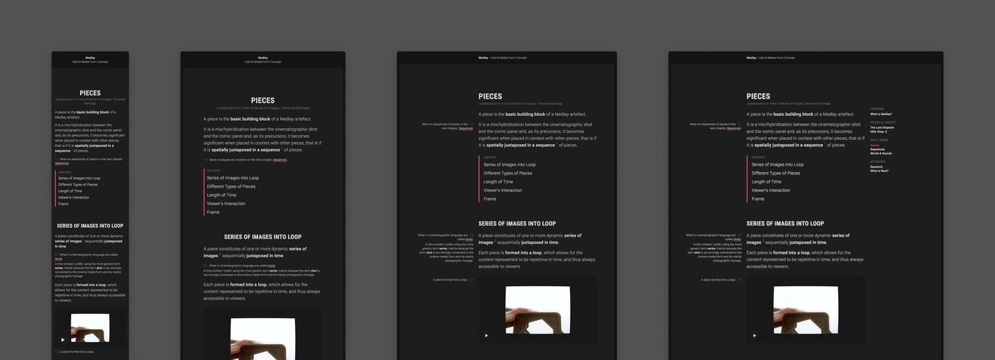 
      A screenshot of the documentation site introducing the principles of Medlay, a new concept for crafting multimedia artifacts on the Web.
      