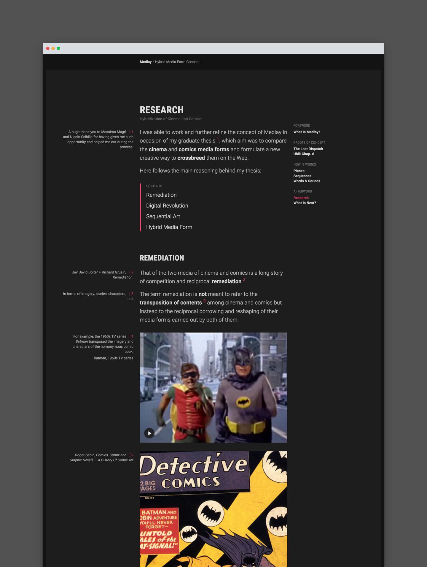 
      A screenshot of the documentation site introducing the principles of Medlay, a new concept for crafting multimedia artifacts on the Web.
      