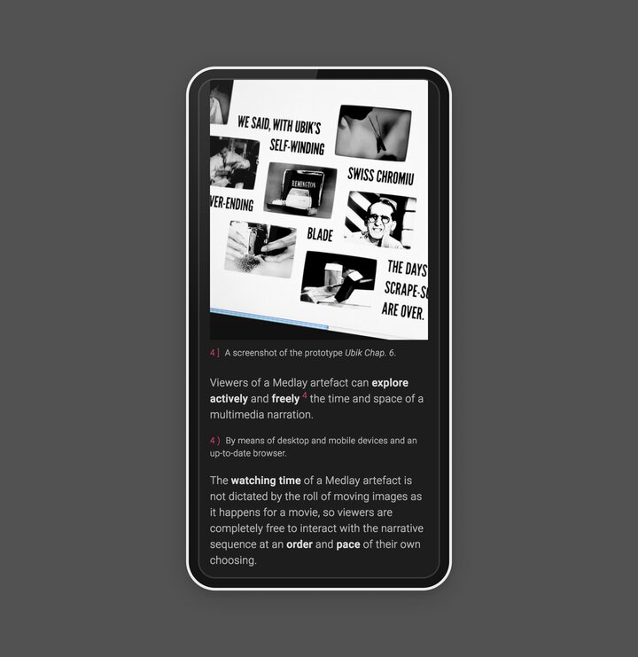 
      A screenshot of the documentation site introducing the principles of Medlay, a new concept for crafting multimedia artifacts on the Web.
      